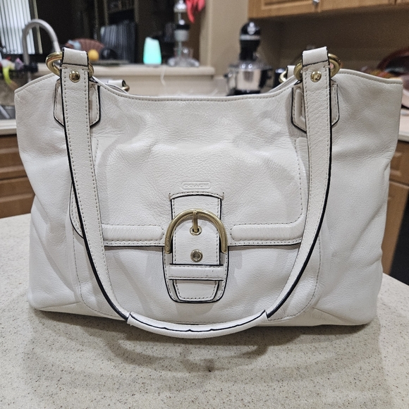 COACH Leather Handbag, Off White Coach Large Bag - Picture 1 of 8